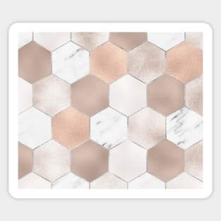 Rose pearl and marble hexagons Sticker